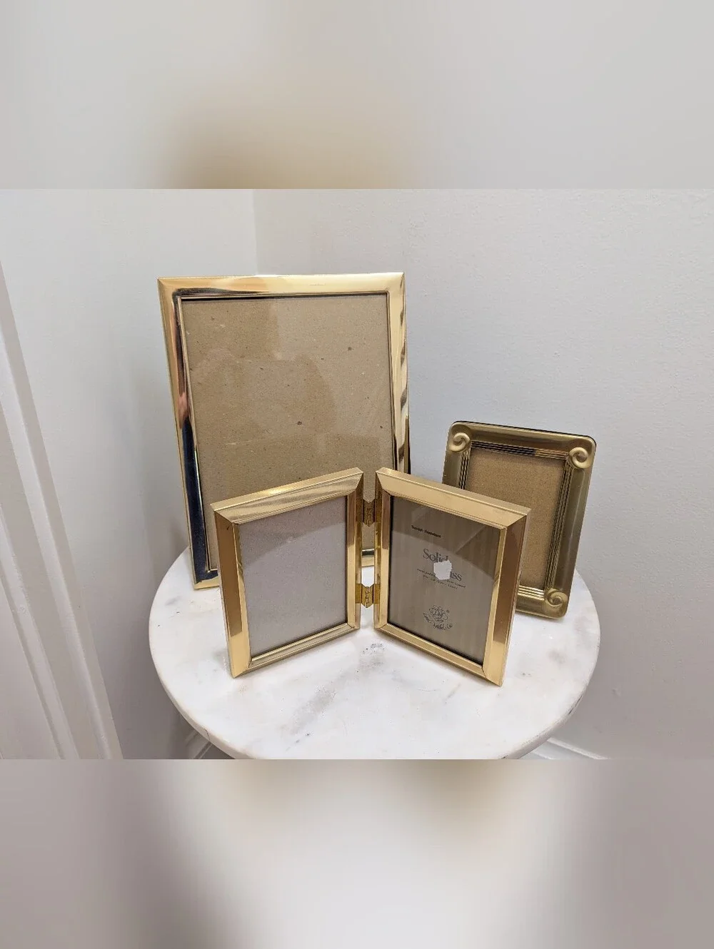 Vintage Set Of 3 Brass Photo Picture Frames